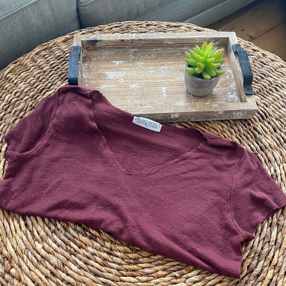 Burgundy URBAN OUTFITTERS Project Social T-Shirt